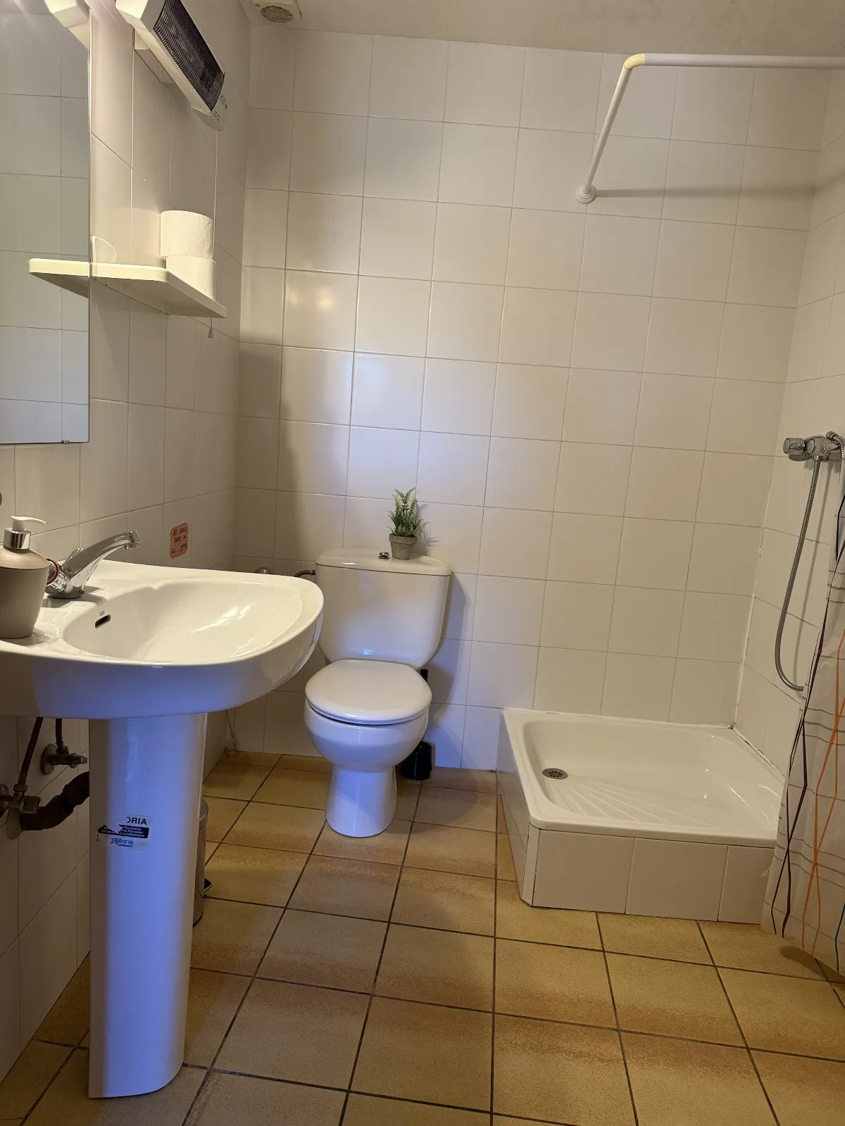 Aseo sencillo y funcional en la casa rural en el Pirineo.